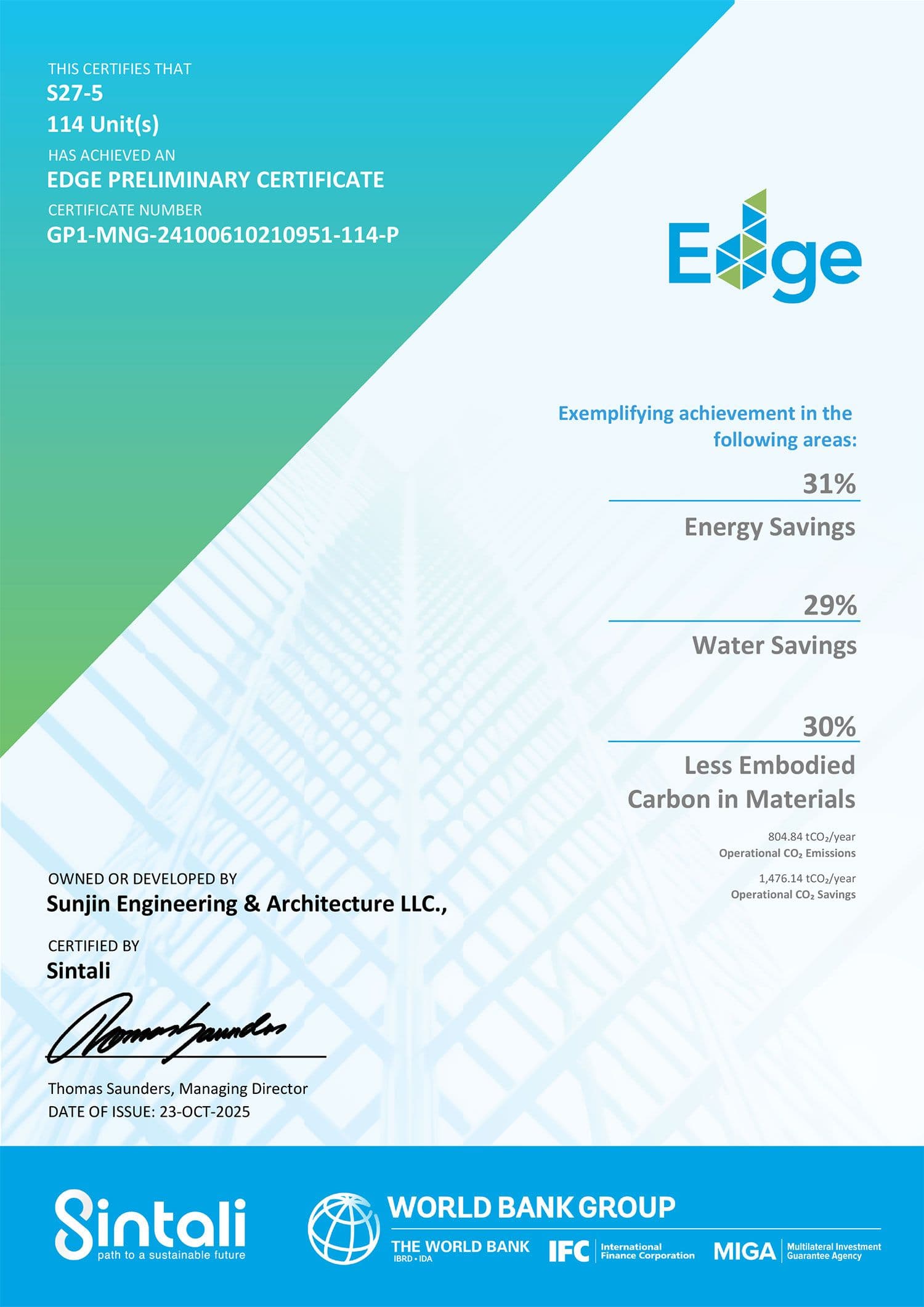 Баянхошуу В15 талбарын 110 айлын үрьдчилсан EDGE гэрчилгээ